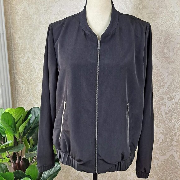 Calvin Klein Size Small Black Full Zip Jacket Pockets Elastic Cuffs & Waist EUC - Picture 1 of 12